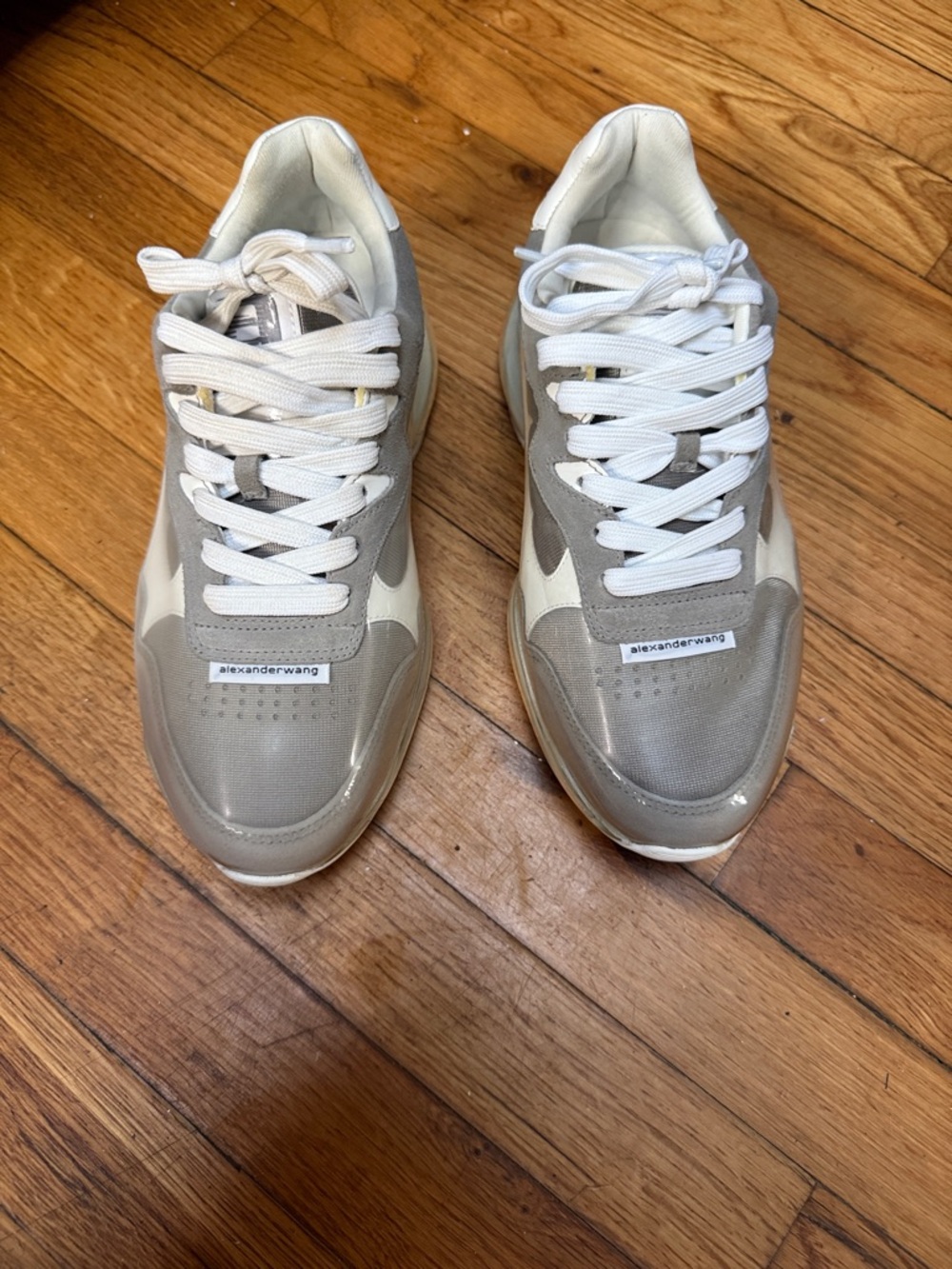 Alexander Wang women’s Gray and White Leather Sneakers
